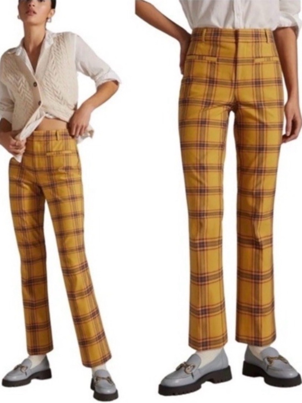 Anthropologie the Essential Collection Charlie Plaid Slim Kick Flare Pants